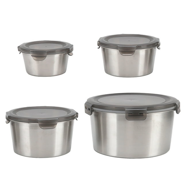Boîte de Conservation Alimentaire en Acier Inoxydable, 4 Pcs Boîte de Conservation Alimentaire en Acier Inoxydable Boîte de Stockage Alimentaire Multifonctionnelle