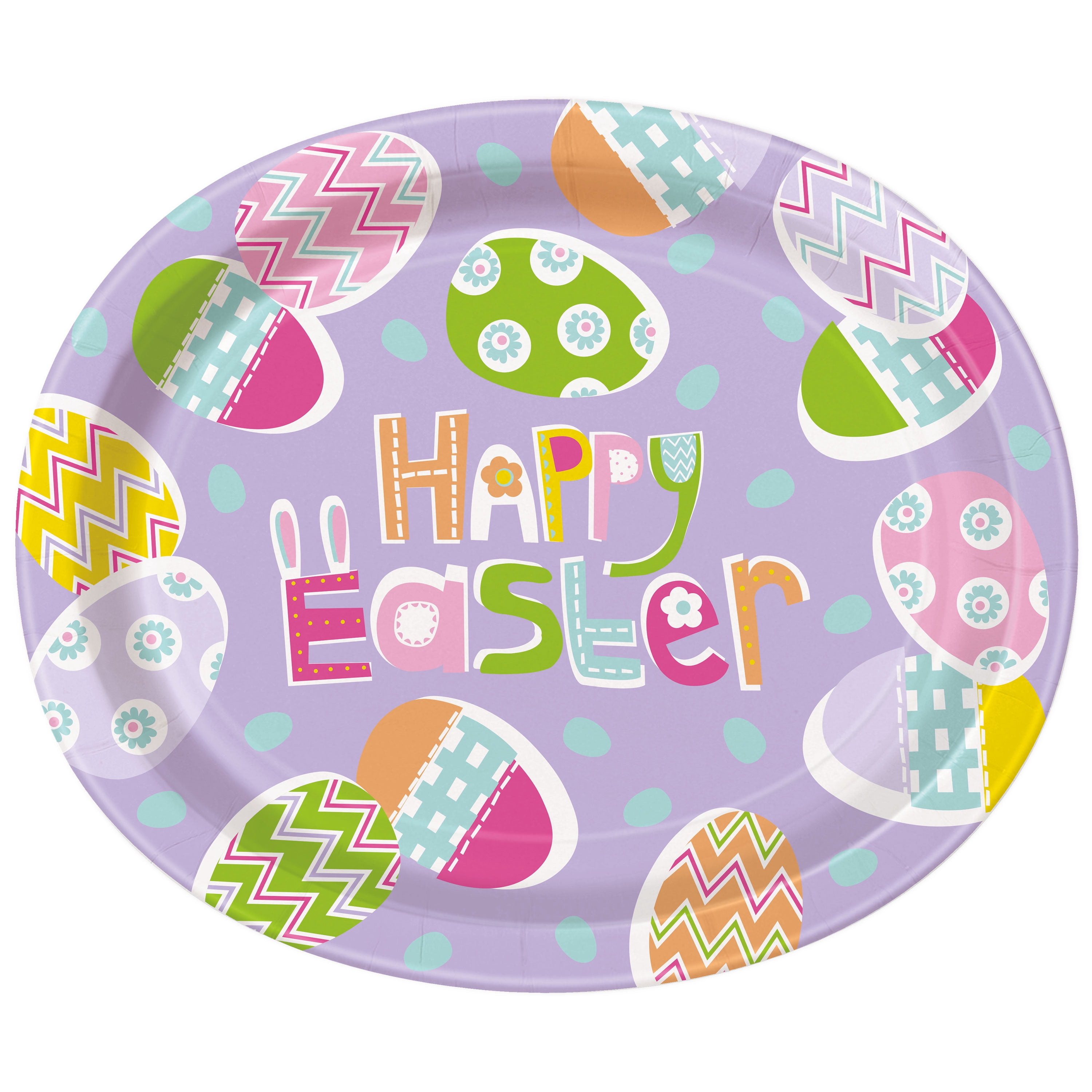 Lilac Easter Oval Paper Dinner Plates, 12.25in, 8ct
