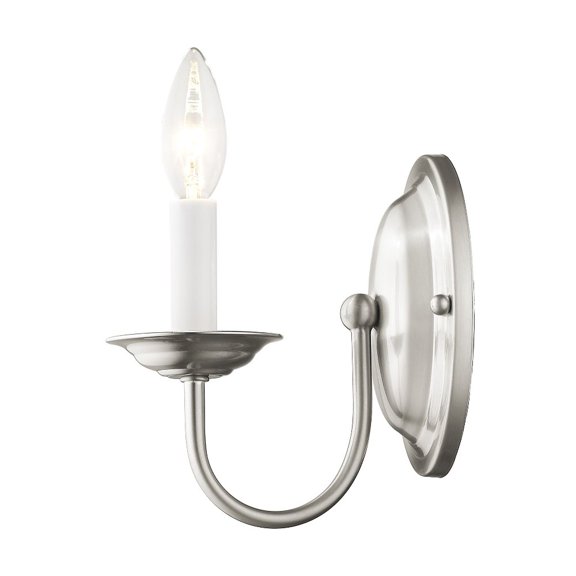 1 Light Farmhouse Steel Candle Wall Sconce-7 inches H By 4.25 inches W-Brushed Nickel Finish Bailey Street Home 218-Bel-731989