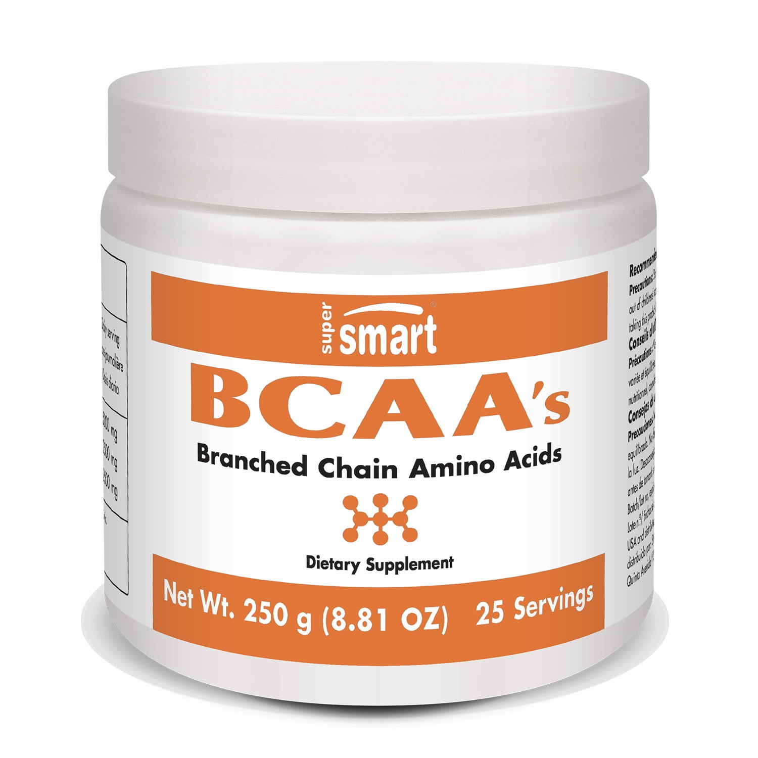 Supersmart - BCAAs 2:1:1 - Amino Acids Powder - with Leucine - Workout Supplement - Energy & Muscle Recovery | Sugar Free | Non-GMO & Gluten Free - 250 g