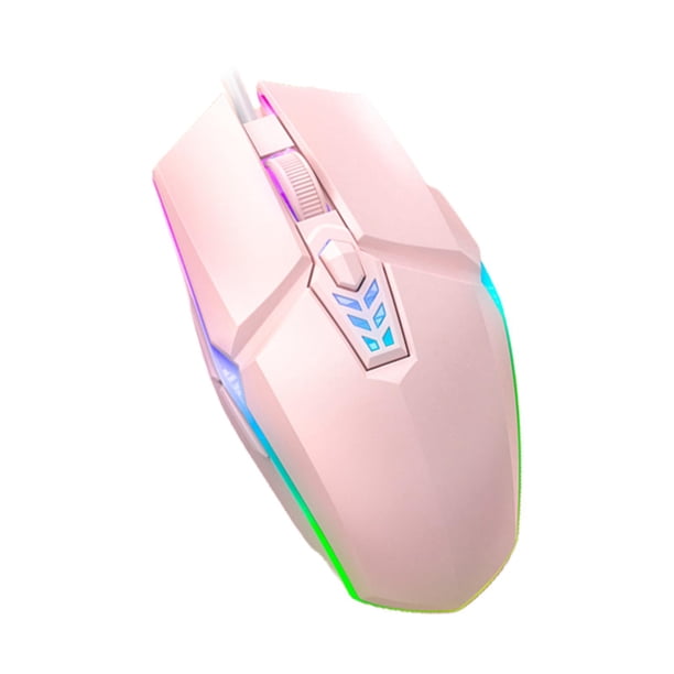 Ratón con cable USB Jinwen Efecto de luz colorido silencioso Rosado 800 1200 1600 DPI