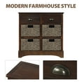 thumbnail image 5 of EUROCO Rustic Storage Cabinet with Two Drawers and Four Classic Rattan Basket, Wood Sideboard for Dining Room,Living Room, Espresso, 5 of 7