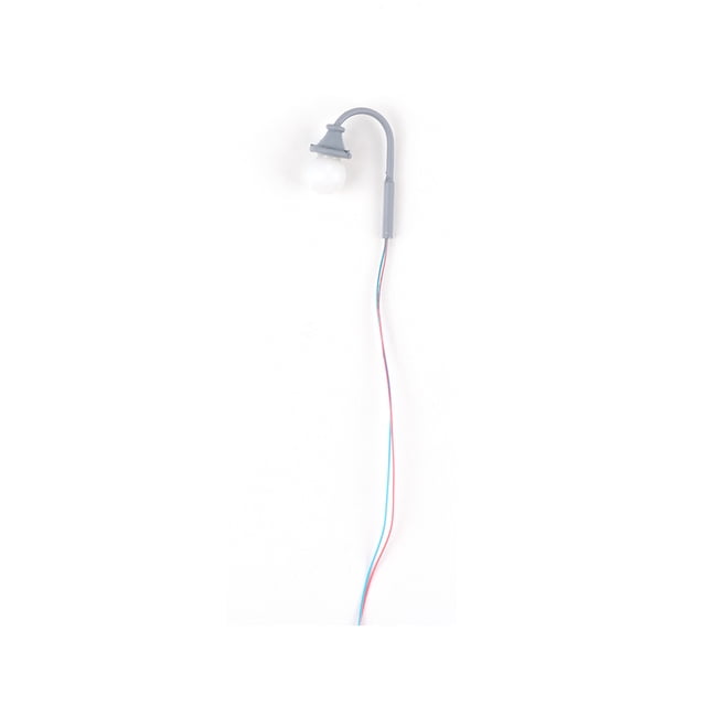 Inteprter Farola a escala 1:87 con cables, suministros de escena de LED, miniposte de tren, lámparas LED de Metal DIY, decoraciones de bonsái para Artesanía Gris (luz blanca) Inteprter HA066622-05