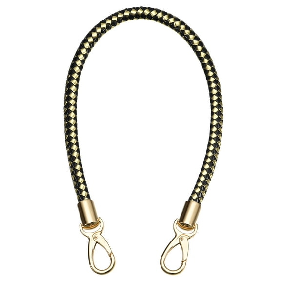 Uxcell 60cm/23.6" Braided Leather Purse Replacement Strap for Handbag, Black/Gold