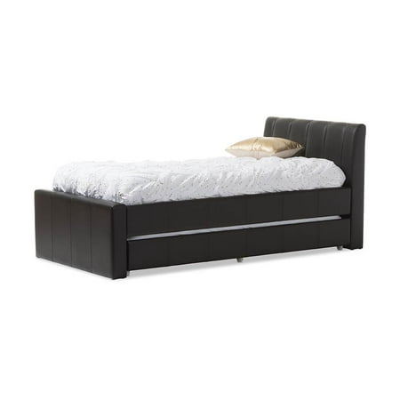 Leather Contemporary Bed Baxton Studio Cosmo Modern and Contemporary Faux Leather Twin Size Trundle Bed, Multiple Colors ()