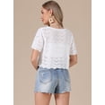 thumbnail image 3 of DARING DIVA Women's Crochet Cardigan Tie Front Go Out Short Sleeve Crop Shrug L White, 3 of 6