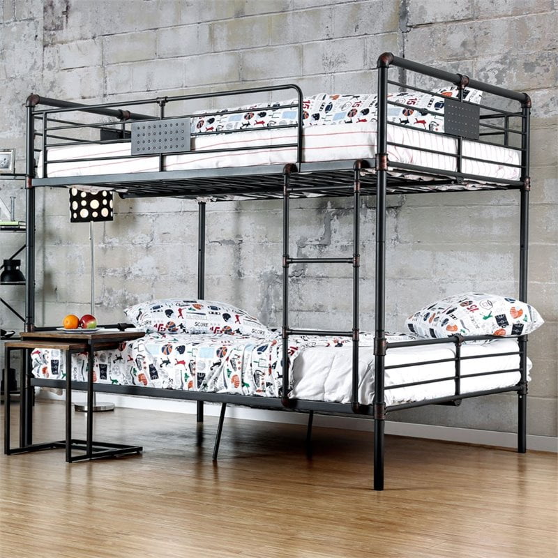 Furniture of America Bryon Metal Full over Full Bunk Bed in Antique