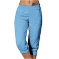 thumbnail image 1 of Capris pour Femmes, Pantalons pour Femmes, Pantalons Longs Décontractés à Taille Élastique avec Poches, 1 of 6