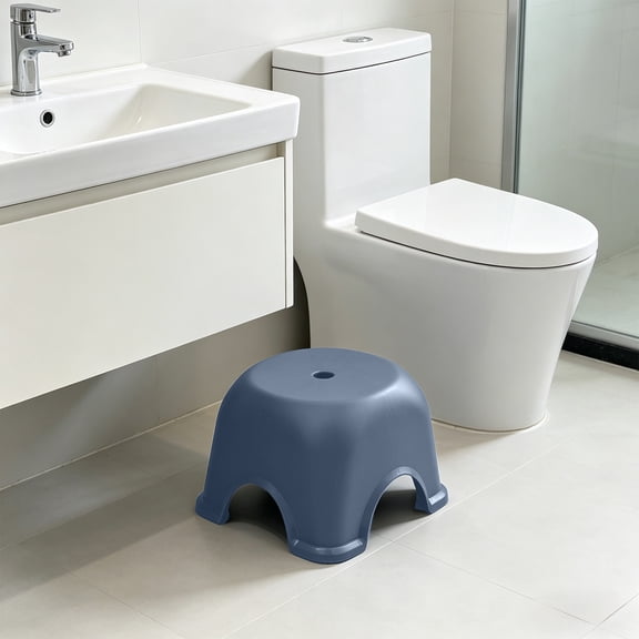 Miwamany Stool for Toilet, Low Stepping Stool with Non-Slip Base, 9.45x9.45x5.91in Black Plastic Bathroom Step, Enhanced Stability for Shower Living Room, Heavy Duty Footstool for Kids Adults