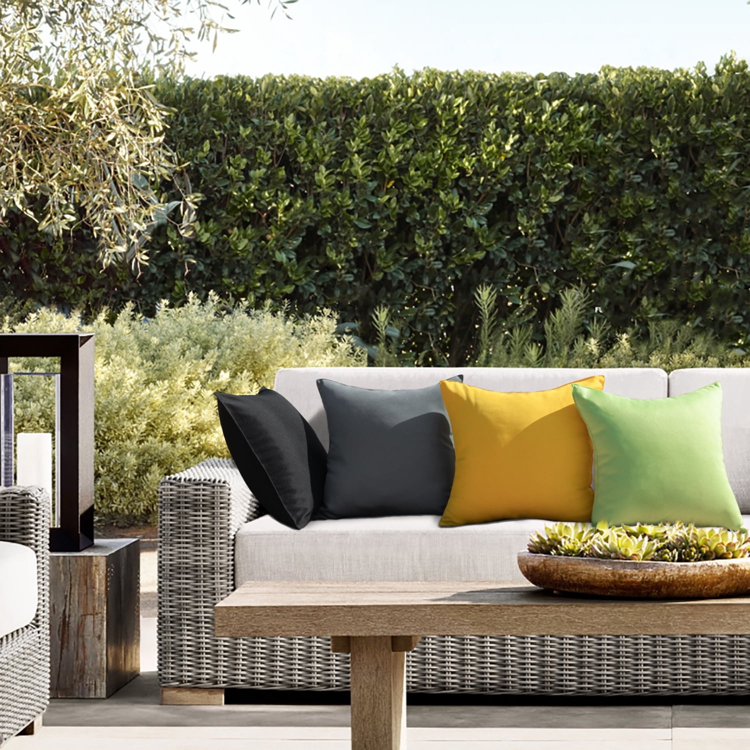 Phantoscope Outdoor Waterproof Decorative Throw Pillow, 20" x 20", Gray, Pack of 2