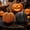 Black + Orange, variant on Artificial Rattan Woven Pumpkin Decoration, Resin Craft for Halloween and Thanksgiving Home Desk Decor, Black