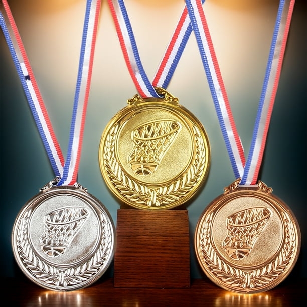 Medalla de oro/plata/bronce de recompensas deportivas de 6,5 cm para competiciones, fiestas y carreras, 3 uds.