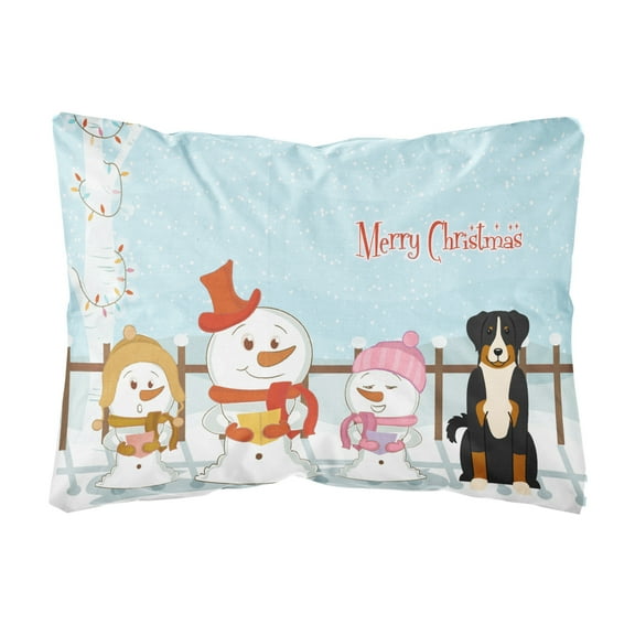 Carolines Treasures BB2374PW1216 Merry Christmas Carolers Appenzeller Sennenhund Canvas Fabric Decorative Pillow, 12H