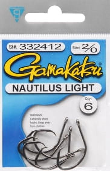 Gamakatsu Nautilus Light Circle Hook Black Size 2/0 for Saltwater and Freshwater Fishing