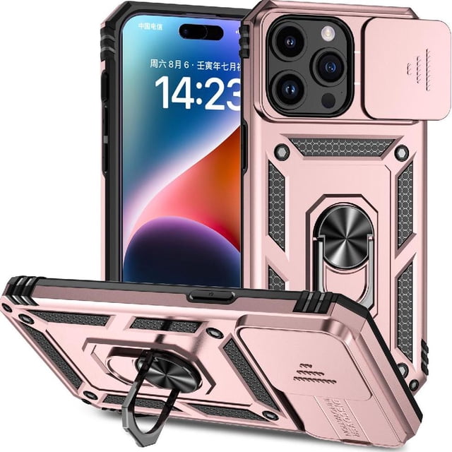 Estuche GANGXUN para iPhone 15 Pro, soporte giratorio 360°, estilo mecánico y magnético