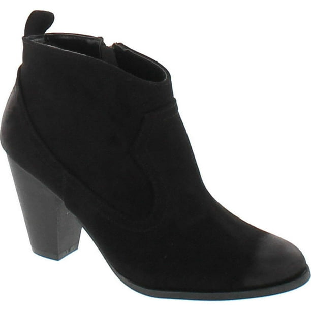Qupid - Qupid Western Slip On Stacked Heel Bootie - Distressed Ankle Pull Cowboy Women's Boot