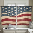thumbnail image 4 of Vintage American Flag Semi Sheer Curtains 45 Inch Length 2 Panels Set, Blue Red White Star US Flag Sheer Kitchen Curtain Privacy Voile Window Curtain for Living Room Bedroom Rod Pocket Drapes, 4 of 7