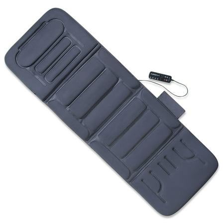 Full Body Massager - Plush Heated Full Body and Back Massager Chair Pad with Remote and 5 Modes for Spa-Like Experience, Slate