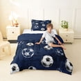 thumbnail image 2 of Castle Fairy Soccer Ball Print Twin Comforter Sets 2pcs, Sport Theme Bedding Set, Navy Blue White,Navy Blue Reversible,1 Comforter and 1 Pillowcase, 2 of 6