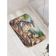 thumbnail image 3 of Ambesonne Cat Bath Mat, Funny Chef Kitty Grilling Fish, 30.2" x 20", Green Orange, 3 of 3
