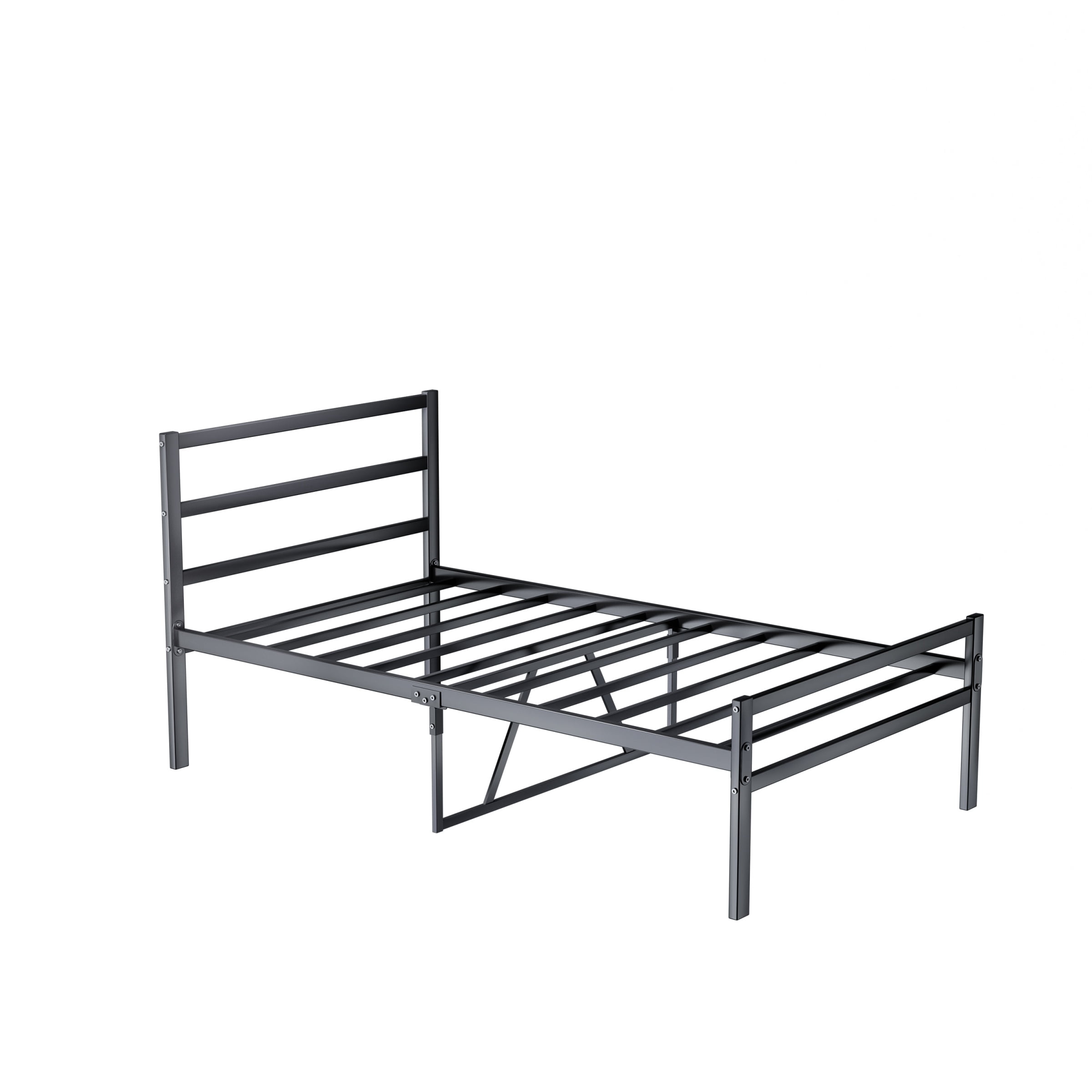 Twin Size Bed Frame with Headboard,Sturdy Metal Twin Bed Frames,Storage Space Under Frame,Easy to Assemble,Black