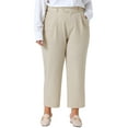 thumbnail image 2 of DARING DIVA Women's Plus Elastic High Waisted Long Straight Pants 4X Light Khaki, 2 of 6