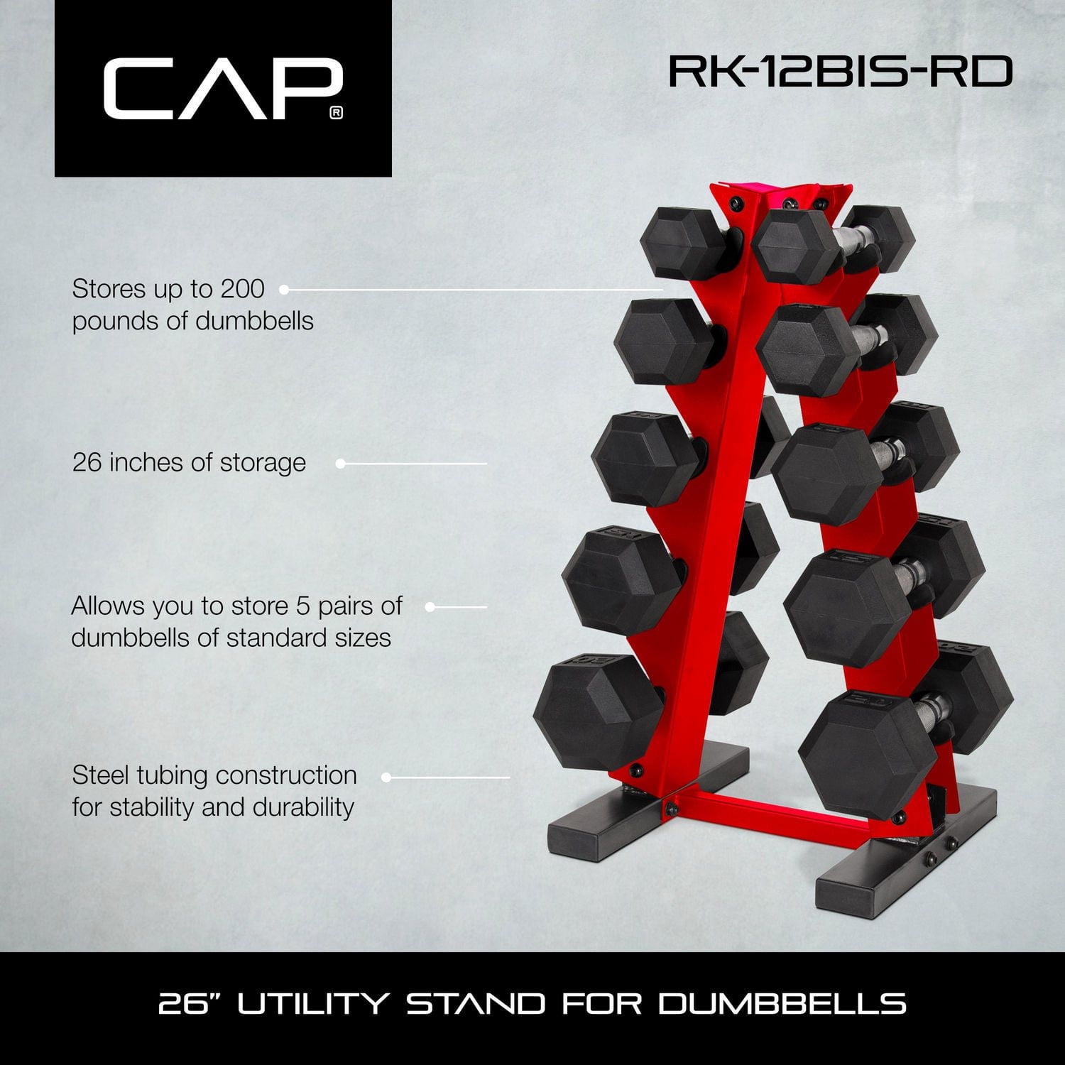 CAP Barbell A Frame Support d'haltères Rouge (capacité 5 paires)