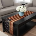 thumbnail image 4 of Vintage American Flag Table Runner 108 Inches Long, Farmhouse Shabby Retro Red Blue Kitchen Coffee Dining Table Decoration for Home Party Birthday Wedding Home Decor 13x108 Inches, 4 of 8