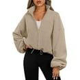 thumbnail image 2 of Stand Collar Oversized Zip-Up Sweatshirts (XL, CopperTanBrown), 2 of 10