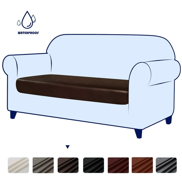 Subrtex Stretch Faux Leather Furniture Seat Cushion Slipcover Sofa Chocolate Com Subrtex Stretch Faux Leather Furniture, Leather Slipcovers For Sofa Cushions