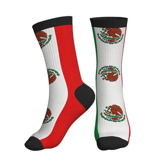 Men's Mexican-Flag Novelty Athletic Socks Women's Digital Printing Funky Patterned Crew Socks
