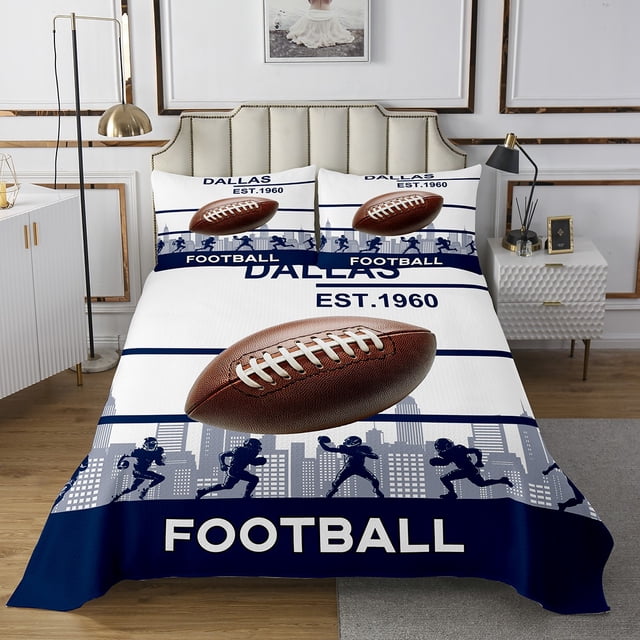Erosebridal Ensembles de Courtepointe Vintage de Rugby pour Lit Simple, Ensemble de Lit Manger Dormir, Décor à Thème Football 2 Pcs