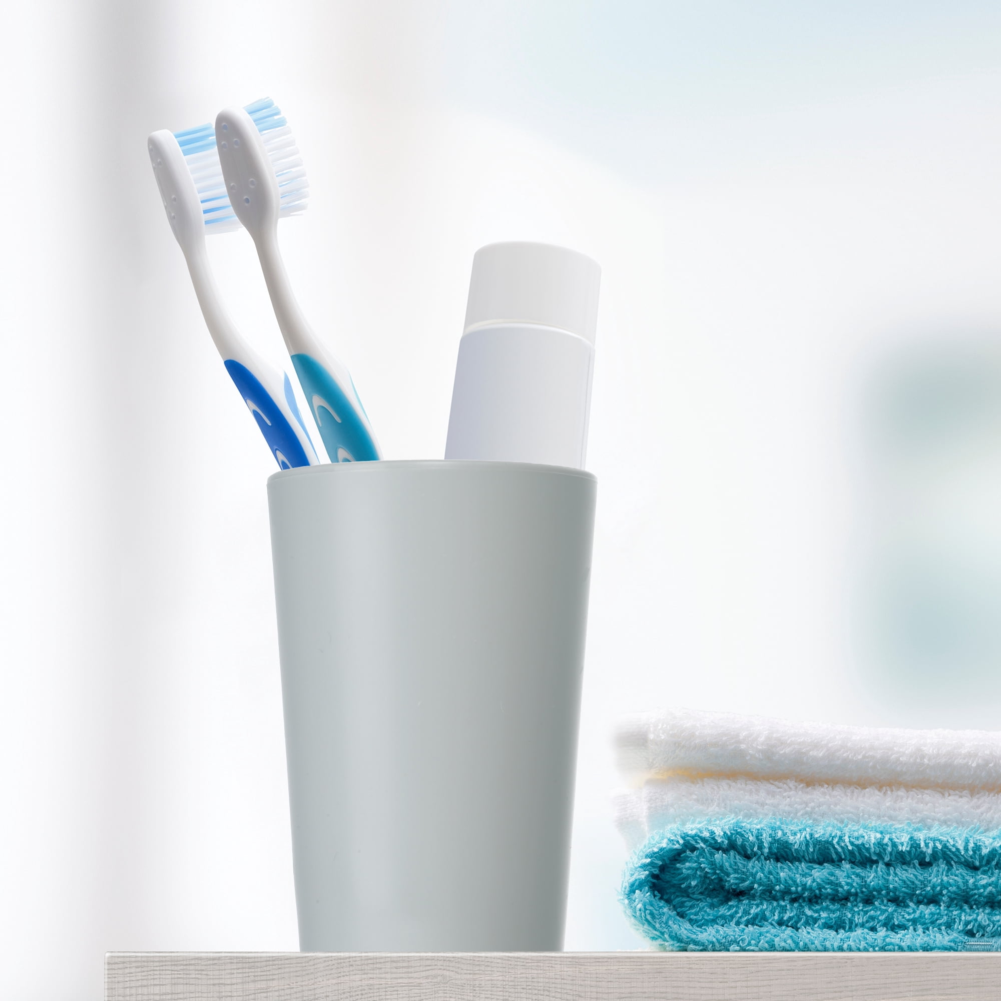 Unique Bargains 2Pcs Bathroom Toothbrush Tumblers Cup for Kitchen Color Gray 4.52"x3.03"