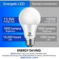 thumbnail image 6 of ENERGETIC 13.5W A19 LED Light Bulb,100W Equivalent E26 Base, Non-Dimmable, 1600 Lumens，UL Listed, 3000K ,4 Pack, 6 of 6