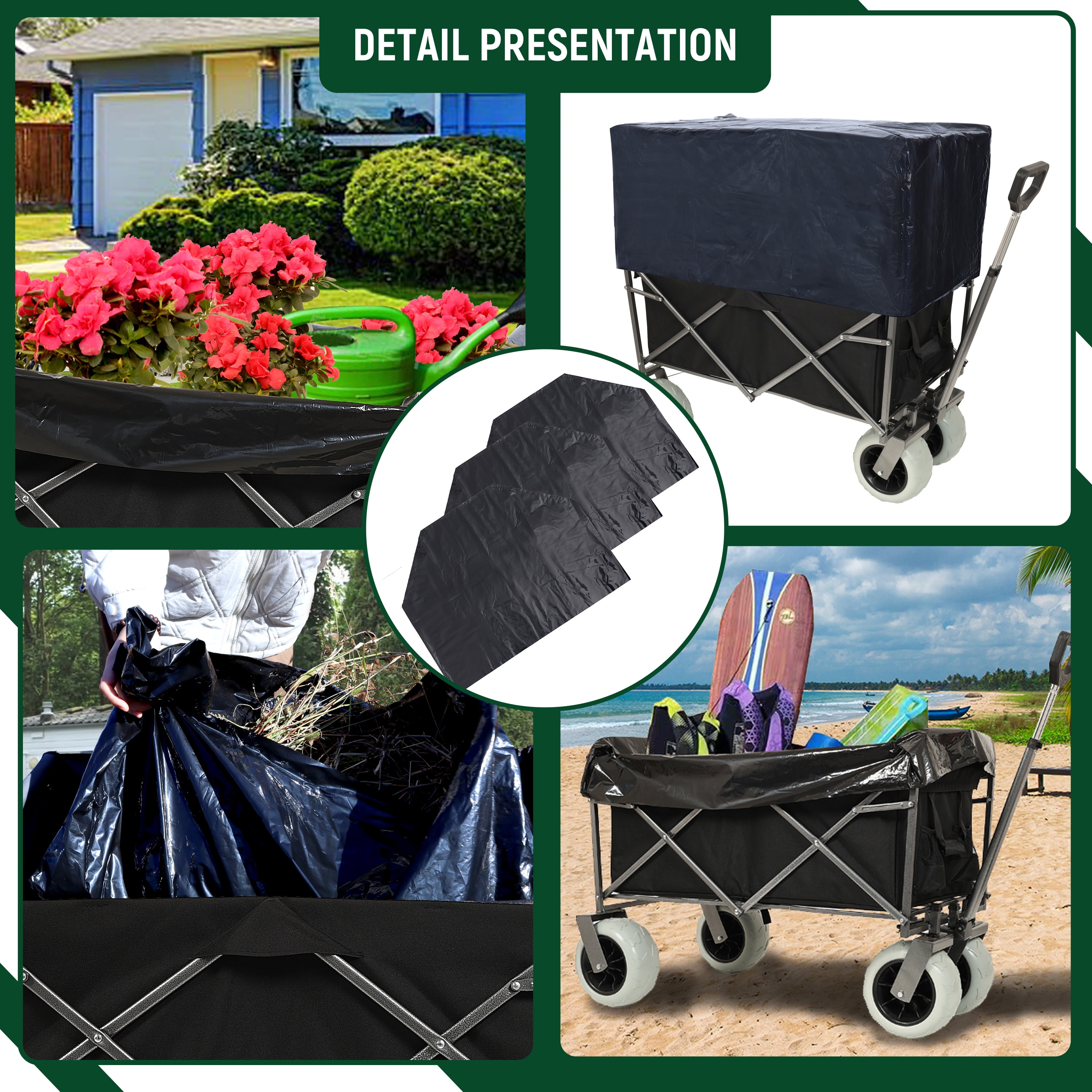 Beach Wagon with Big Wheels for Sand 500lbs Capacity, All Terrain Steel Frame Utility Cart with 9" Pneumatic Tires