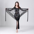 thumbnail image 2 of Women's Belly Dance Hip Scarf with Fringe Sequins Mesh Triangle Skirt Hip Scarf Black Colorful, 2 of 8