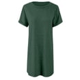 thumbnail image 1 of Robe T-Shirt à Manches Courtes Irrégulière Couleur Unie pour Femmes - Polyester, Spandex, Coton, Adaptée à Diverses Occasions, 1 of 3