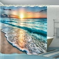thumbnail image 3 of Bathroom Uses Beach Sunset 3D Shower Curtains, Luxurious Bathtub Standard Shower Curtains, Waterproof and Bright Fabric Shower Curtains, with 12 White Hooks, Size 72x84, 3 of 6