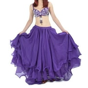 BellyLady Belly Dance Skirt Halloween Tribal Chiffon Tiered Maxi Full Skirt-Purple