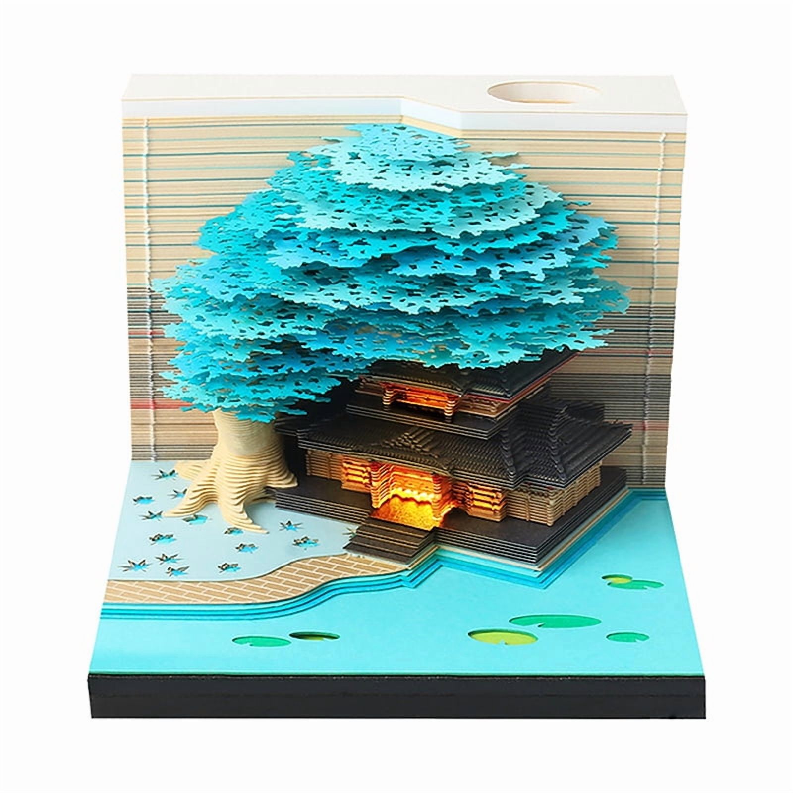 Time Piece Calendar 2026 Desk Calendar With LED Light 3D Tear-away Calendar Paper Carving Art Pad Notepad Gift Christmas