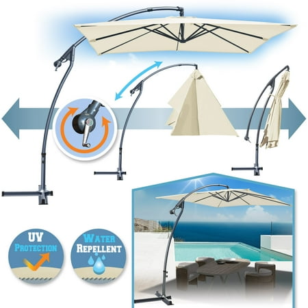 Buy Sun Parasol Sunrise 8'x8' Cantilever Banana Umbrella Patio Offset Parasol Garden Outdoor Sunshade Hanging Market-360'C Rotational Function (Ecru) ()