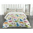 thumbnail image 3 of Ambesonne Dino Quilted Bedspread Set 3 Pcs, Dinosaurs Colorful, Queen Size, Multicolor, 3 of 5