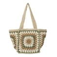 thumbnail image 1 of Bolso de playa con cordón de papel de crochet, informal, de un solo hombro, para viajes y uso diario. Verde, 1 of 9