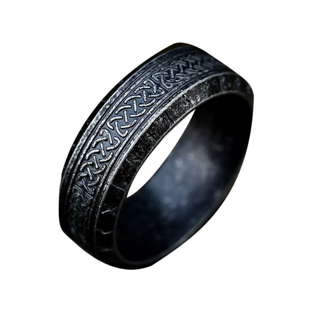 Anillo de acero Qarigey estilo vintage para hombres negro antiguo