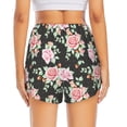 thumbnail image 4 of Uemuo Rose Flowers Pattern Women's Athletic Shorts High Waisted Running Shorts with Liner Pockets Gym Elastic Workout Shorts-X-Large, 4 of 9
