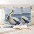 thumbnail image 4 of Pack of 2 Outdoor Pillow Covers 16x16 Inch Waterproof Coastal Pelican Throw Pillow Covers,Decorative Couch Pillow Shams Protectors Modernism Art Oil Painting Birds Patio Pillowcases Cushion Covers, 4 of 8
