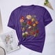 thumbnail image 2 of Blusas de Verano de las Mujeres Flor Impresa Cuello Redondo Manga Corta Superior, Verano Superior de las Mujeres, 2 of 4