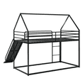 thumbnail image 3 of Alvantor Kids Twin over Twin Metal House Bunk Bed with Slide and Convertible Ladder, Black, 76.5 x 41.3 x 71 in, 3 of 11