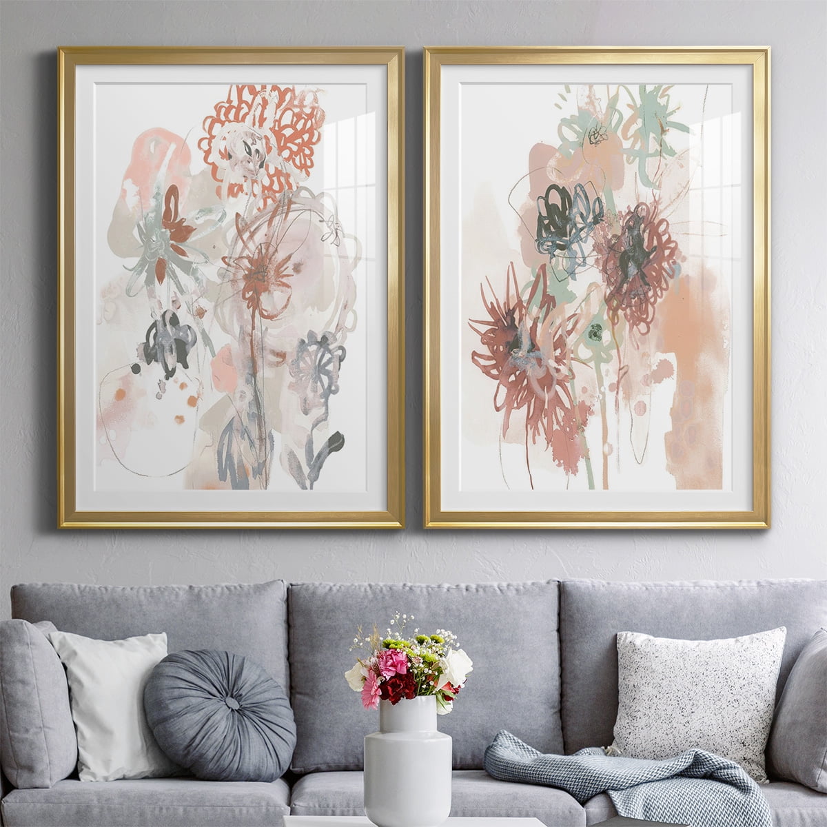 Wexford Home Petal Drift III Premium Framed Print, 18.5" x 24.5" - Ready to Hang, Gold (Set of 2)