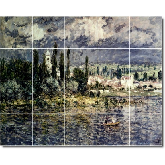 Ceramic Tile Mural-Claude Monet Landscapes Painting 184. 21.25" w x 17" h using (20) 4.25 x 4.25 ceramic tiles
